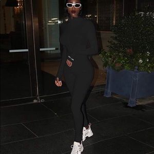 High-Neck Black long sleeve jumpsuit